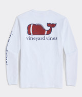 The Vineyard Vines Men's Football Whale Longsleeve Pocket Tee in White