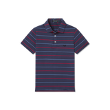 The Southern Marsh Boys' Gridiron Stripe Performance Polo in Navy and Red