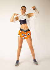 ChicknLegs Women's Ghosts 1.5" Split Running Shorts side detail