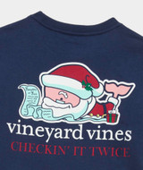 The Vineyard Vines Boys' Santa Whale List Longsleeve Pocket Tee in Navy
