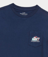 The Vineyard Vines Boys' Santa Whale List Longsleeve Pocket Tee in Navy