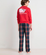 The Vineyard Vines Boys' Flannel Lounge Pants in Blue and Red Plaid