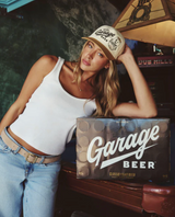 American Needle Garage Beer Roscoe Twill Hat in Ivory/Gold back view