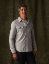 The Normal Brand Men's Textured Knit Longsleeve Shirt in Graphite front view