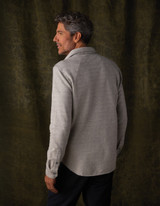 The Normal Brand Men's Textured Knit Longsleeve Shirt in Graphite detail view