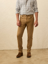 Faherty Men's Stretch Terry 5-Pocket Pants in Elk Brown front view