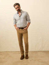 Faherty Men's Stretch Terry 5-Pocket Pants in Elk Brown detail view