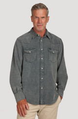True Grit Men's Jackson Cord Western Shirt in Charcoal