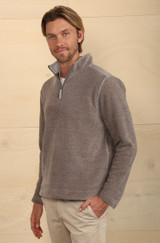 True Grit Men's Apres Lux Chenille 1/4 Zip Pullover in Grey
