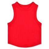 Iscream Girls' Crop Rib Racerback Tank Top Iscream Girls' Crop Rib Racerback Tank Top front view