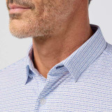 Mizzen+Main Men's Halyard Polo White Dot Stripe detail view