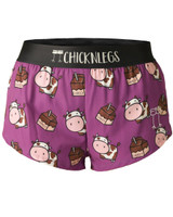 ChicknLegs Women's Choccy Cows 1.5" Split Running Shorts