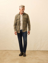 Faherty Men's Legend Sweater Shirt Woodland Olive Plaid front view