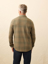 Faherty Men's Legend Sweater Shirt Woodland Olive Plaid detail view