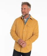 Criquet Men's Corduroy Quilted Shacket in Camel front view