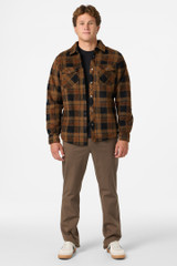 O'Neill Men's Glacier High Pile Superfleece Overshirt in Dark Khaki front view