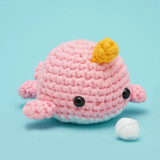 The Woobles Beginner Crochet Kit Bjorn The Pink Narwhal finished