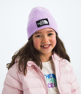 The North Face Kids' Logo Box Cuffed Beanie in Lite Lilac front view