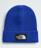 The North Face Kids' Logo Box Cuffed Beanie in TNF Blue detail view