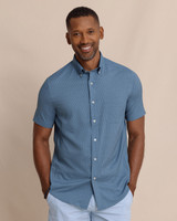 The Southern Tide Men's brrr° Intercoastal Eastport Short Sleeve Sportshirt in Dress Blue