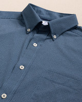 The Southern Tide Men's brrr° Intercoastal Eastport Short Sleeve Sportshirt in Dress Blue