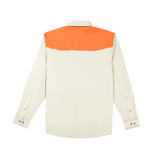Poncho Outdoors Original Tuff-Thread Long Sleeve Shirt in Tan and Blaze back view