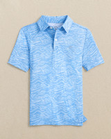 Southern Tide Boys' Diver Rolling Waves Performance Polo in Boat Blue