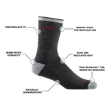 Darn Tough Men's Hiker Micro Crew Midweight Hiking Socks in Black
