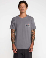 RVCA Men's Peak Cove Short Sleeve Tee in Smoke front detail