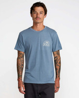 RVCA Men's Palm Serif Short Sleeve Tee Vintage Navy flat lay front