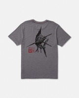 RVCA Men's Horton Florida Short Sleeve Tee in Smoke flat lay back