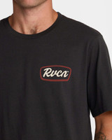 The RVCA Men's Sign Post Short Sleeve Tee in Pirate Black