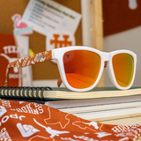 The Goodr OG Bevo Vision Sunglasses in WHite and Burnt Orange