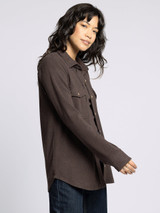 Thread & Supply Women's Cassian Shirt in Coffee Bean front view