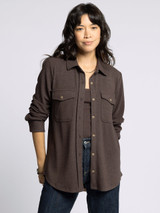 Thread & Supply Women's Cassian Shirt in Coffee Bean side view