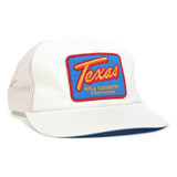 Texas Hill Country Provisions TX Retro Trucker Hat in Vintage White profile