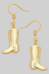 18K Gold Dipped Cowboy Boot Drop Earrings in Gold