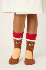 P.J Salvage Women's Holiday Socks in Reindeer Brown