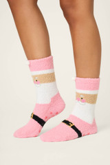 P.J Salvage Women's Holiday Socks in Santa Pink