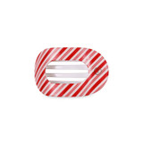 Teleties Small Flat Round Hair Clip in Red and White Candy Cane lifestyle view