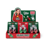 Xmas LED Frost Bulb Earrings Red frosted bulb detail