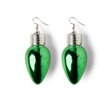 Xmas LED Frost Bulb Earrings Green frosted bulb detail