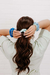 Teleties Large Silk Scrunchies in Blue My Mind detail