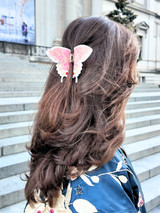 Solar Eclipse Swallowtail Butterfly Claw Hair Clip in Pink front view