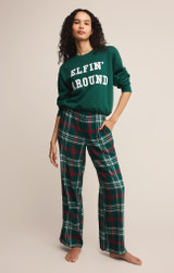 Z Supply Women's Hangout Plaid Pants  in Mistletoe