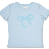 Iscream Girls' Blue Bow Tee front view