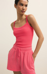 Z Supply Women's World Tour Rib Tank Top in Paloma front view