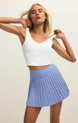 Z Supply Women's Playing Doubles Skirt in Barcelona Blue detail