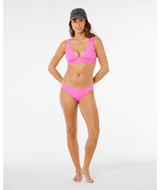 Rip Curl Women's Premium Surf Cheeky Bikini Bottoms Super Pink back view