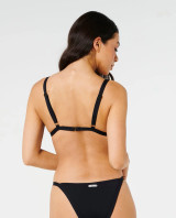 Rip Curl Women's Surf Stripped Fixed Triangle Bikini Top Black back view
